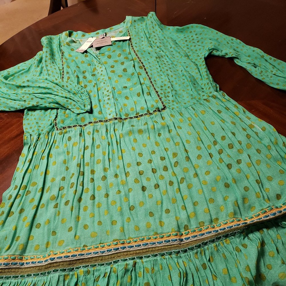 BL^NK London green embellished peasant-style dress